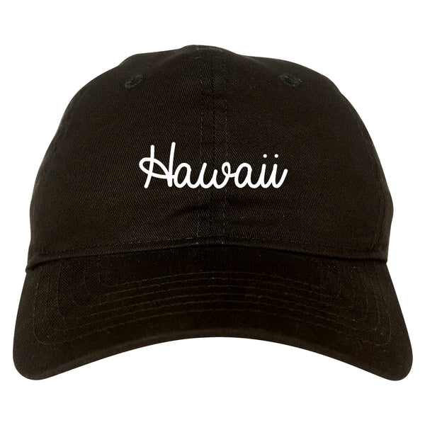 Hawaii HI Script Chest black dad hat