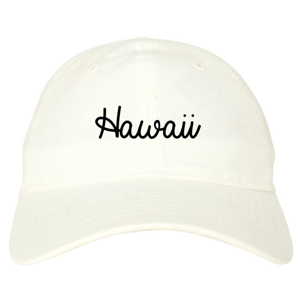 Hawaii HI Script Chest white dad hat