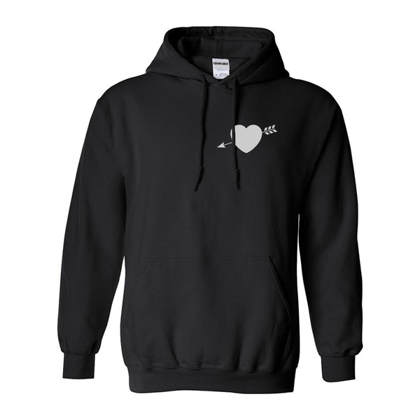 Heart Arrow Cupid Chest Black Womens Pullover Hoodie
