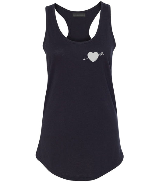 Heart Arrow Cupid Chest Black Womens Racerback Tank Top