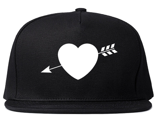 Heart Arrow Cupid Chest Black Snapback Hat