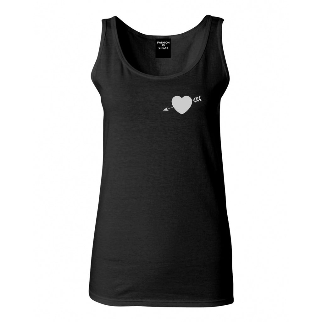 Heart Arrow Cupid Chest Black Womens Tank Top