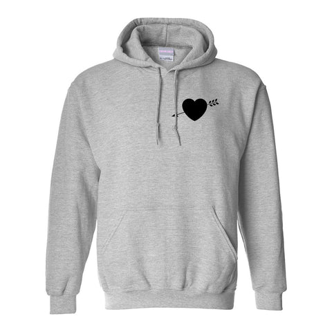 Heart Arrow Cupid Chest Grey Womens Pullover Hoodie