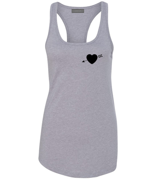 Heart Arrow Cupid Chest Grey Womens Racerback Tank Top
