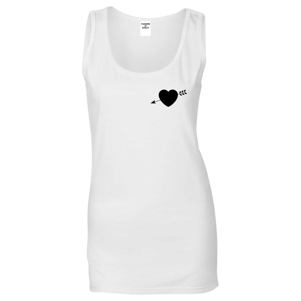 Heart Arrow Cupid Chest White Womens Tank Top