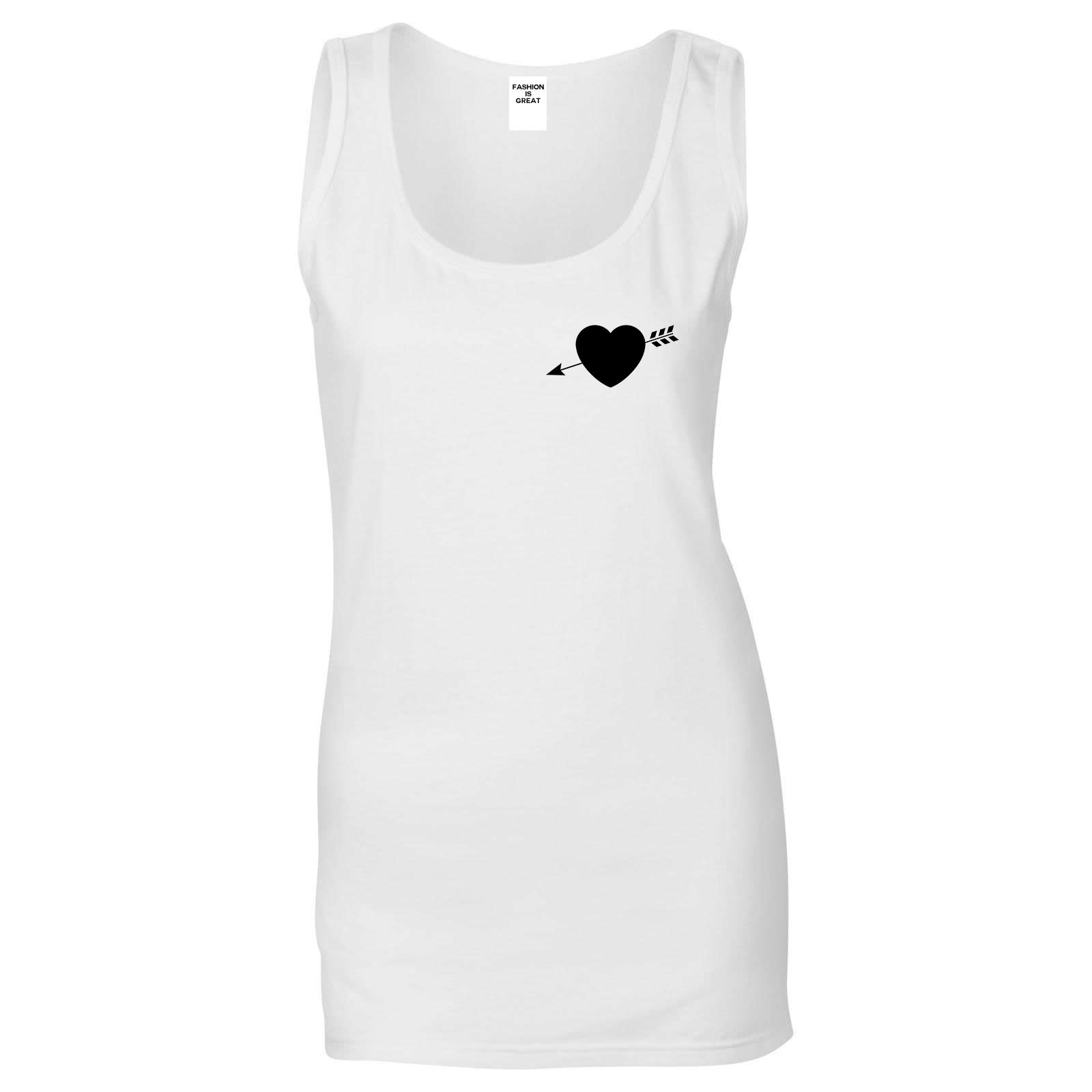 Heart Arrow Cupid Chest White Womens Tank Top