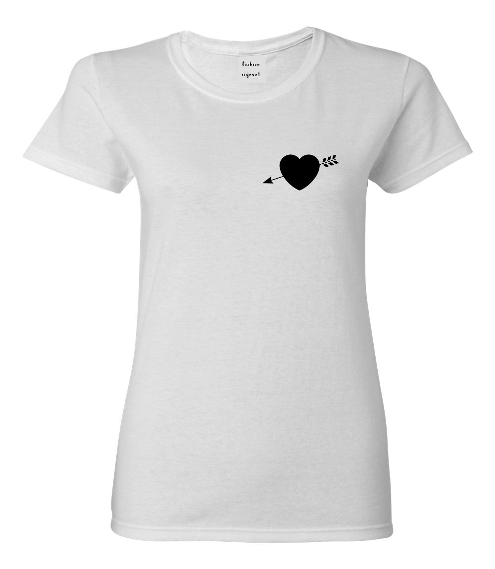 Heart Arrow Cupid Chest White Womens T-Shirt