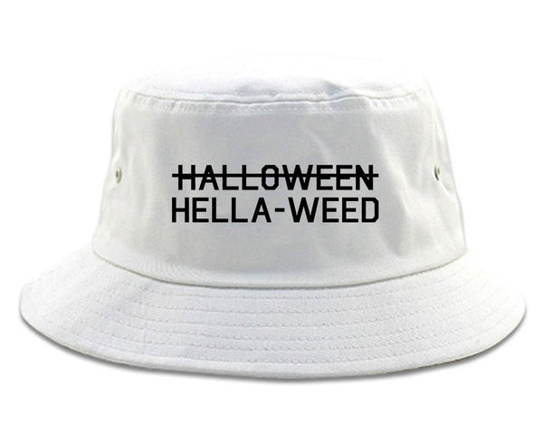 Hella Weed Halloween Funny white Bucket Hat