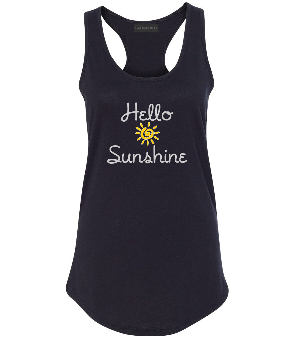 Hello Sunshine Womens Racerback Tank Top Black