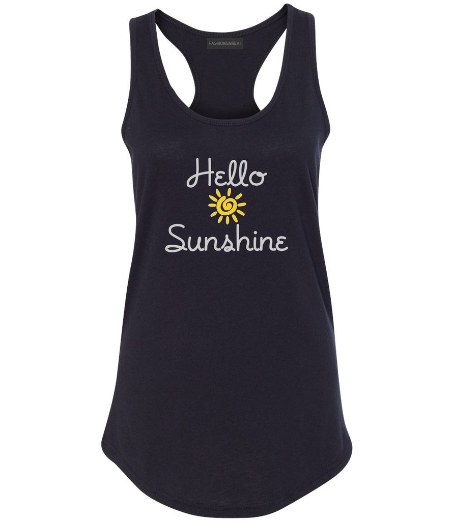 Hello Sunshine Womens Racerback Tank Top Black