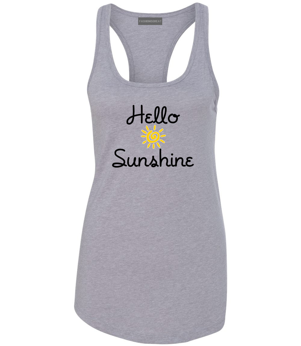 Hello Sunshine Womens Racerback Tank Top Grey