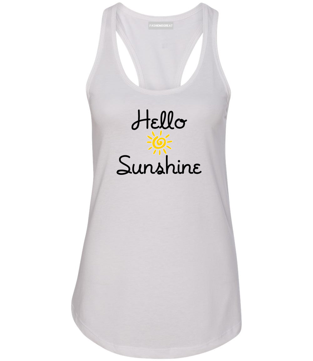 Hello Sunshine Womens Racerback Tank Top White