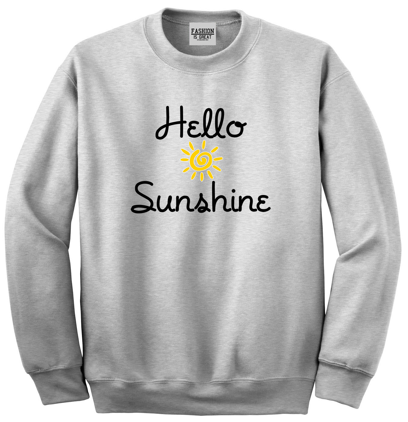 Hello Sunshine Unisex Crewneck Sweatshirt Grey
