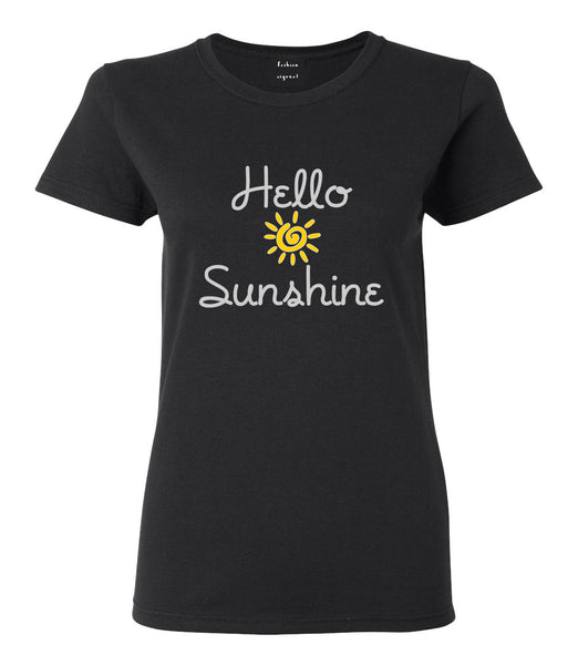 Hello Sunshine Womens Graphic T-Shirt Black