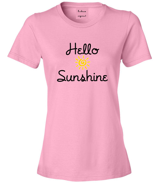 Hello Sunshine Womens Graphic T-Shirt Pink