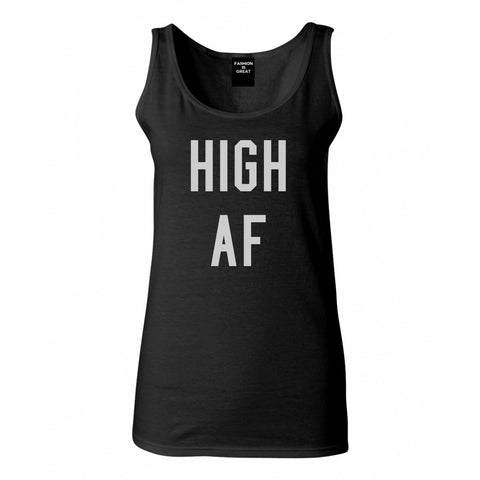 High AF Weed Marijuana Womens Tank Top Shirt Black