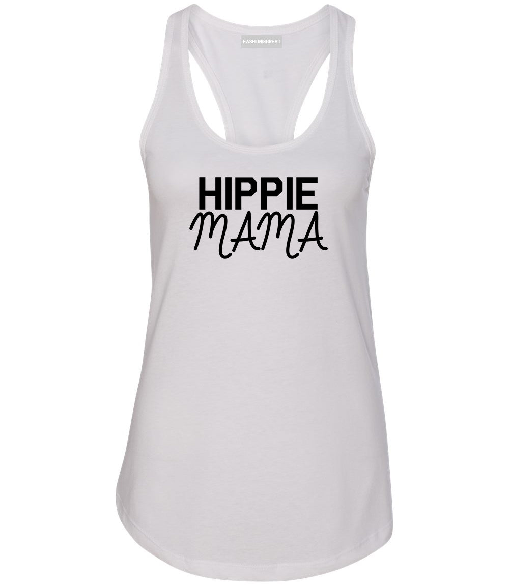 Hippie Mama Mom Womens Racerback Tank Top White