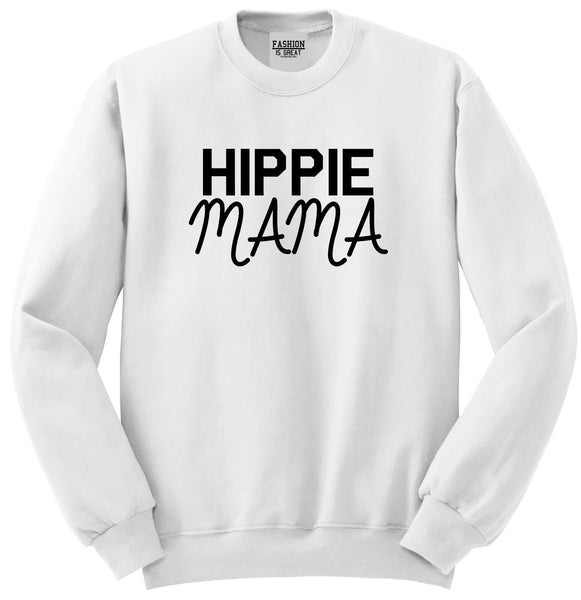 Hippie Mama Mom Unisex Crewneck Sweatshirt White