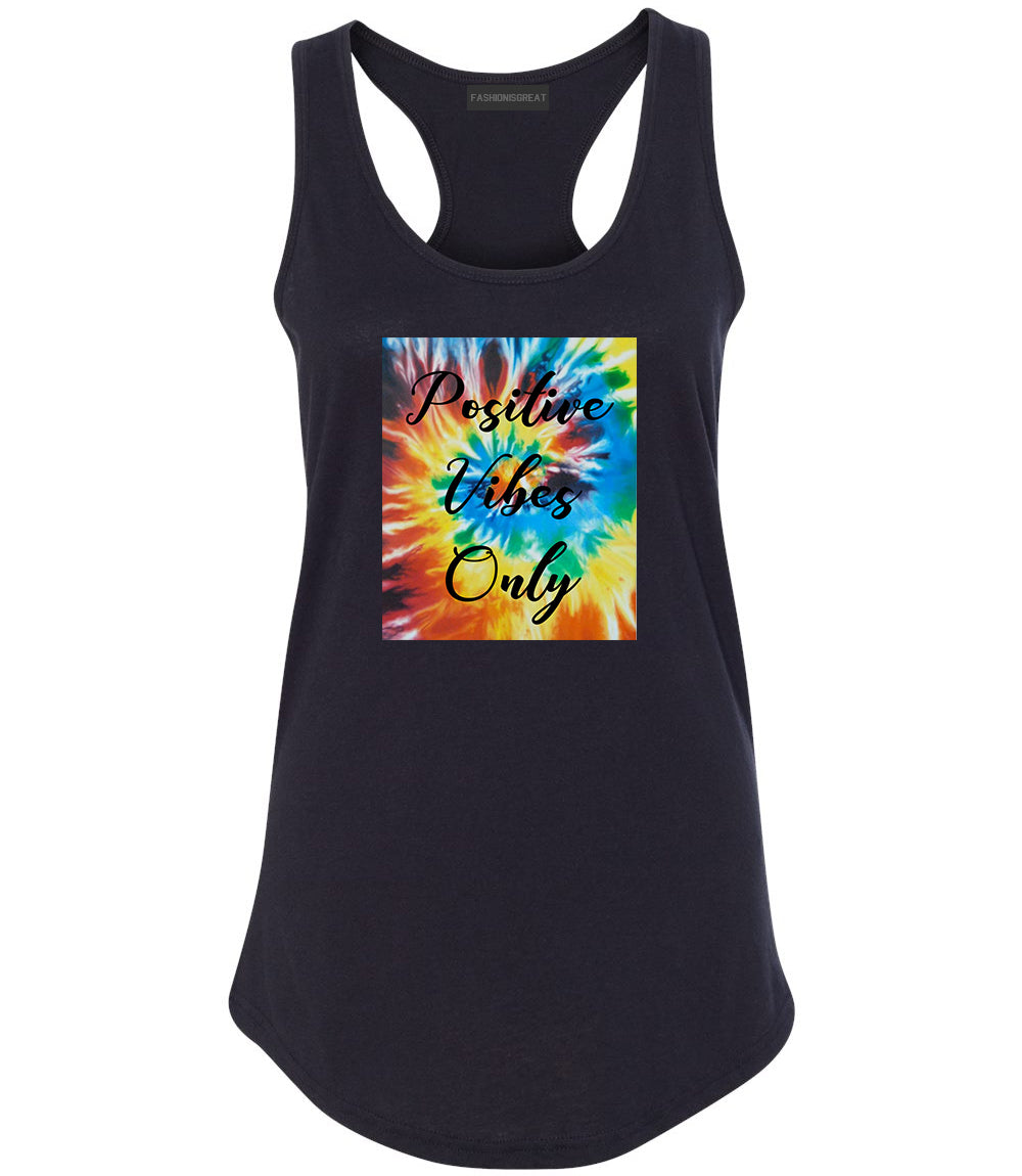 Hippie Positive Vibes Only Dye Black Womens Racerback Tank Top