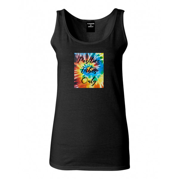 Hippie Positive Vibes Only Dye Black Womens Tank Top