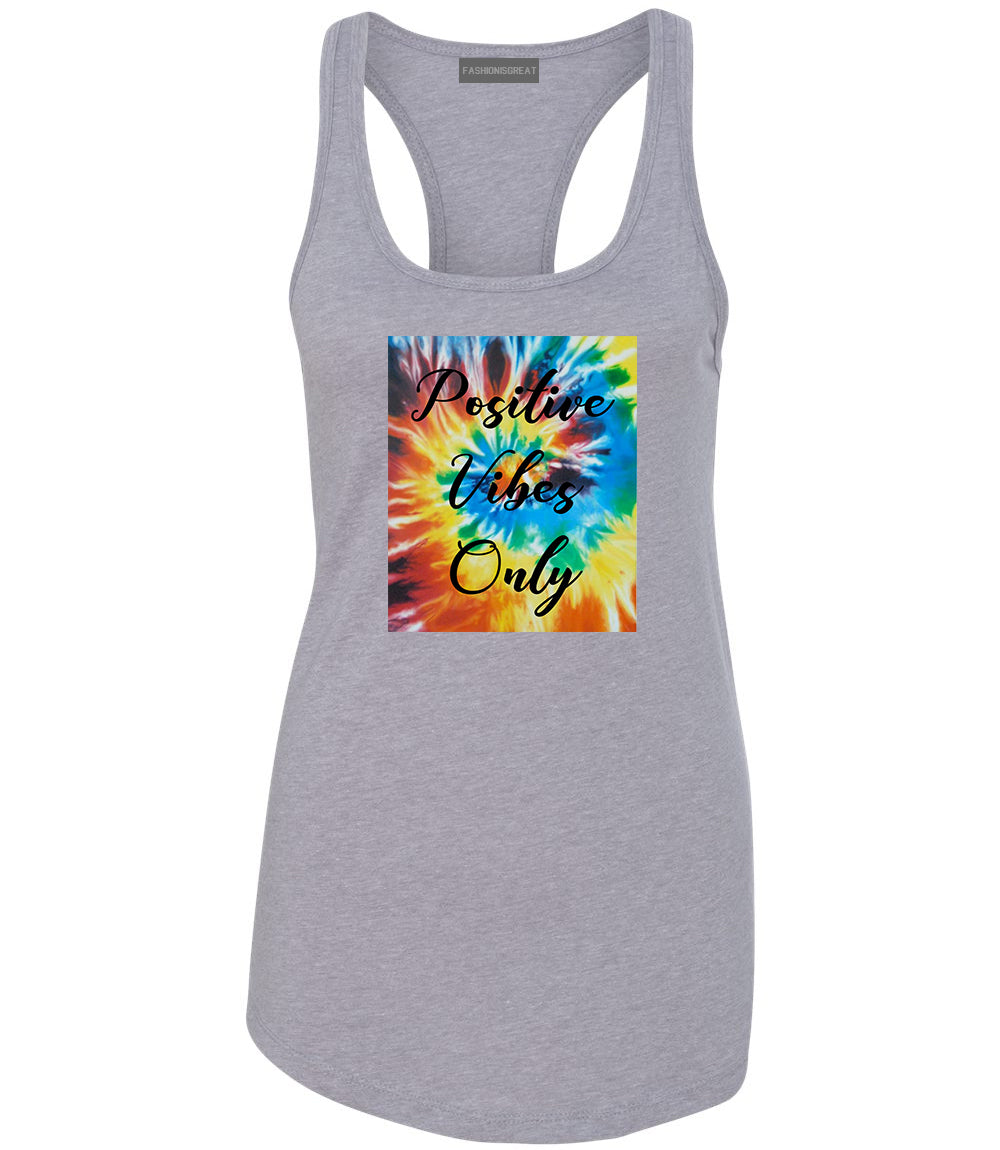 Hippie Positive Vibes Only Dye Grey Womens Racerback Tank Top