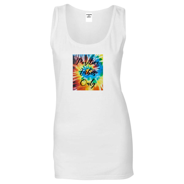 Hippie Positive Vibes Only Dye White Womens Tank Top