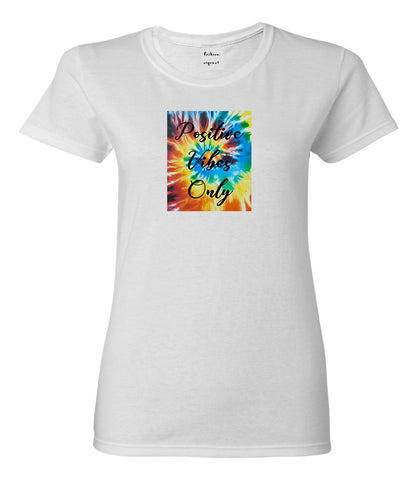 Hippie Positive Vibes Only Dye White Womens T-Shirt