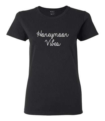 Honeymoon Vibes Bride Black Womens T-Shirt