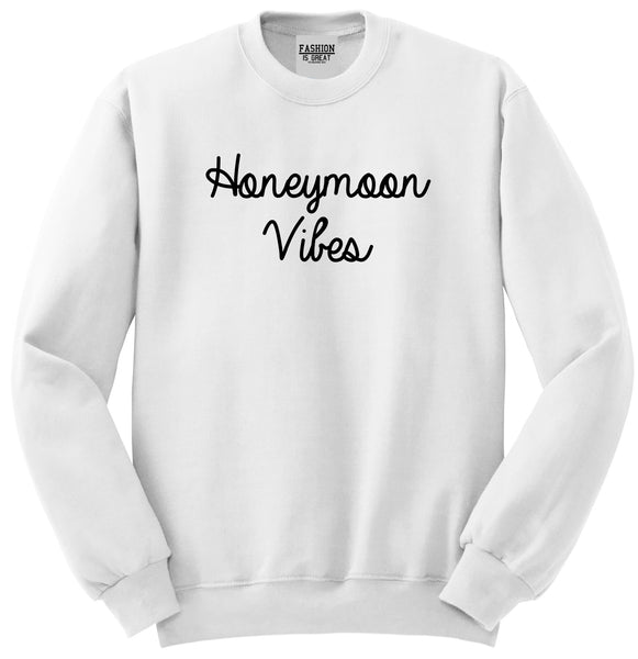 Honeymoon Vibes Bride White Womens Crewneck Sweatshirt