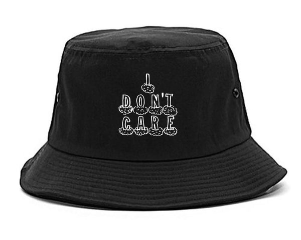 I Dont Care Funny Chest black Bucket Hat
