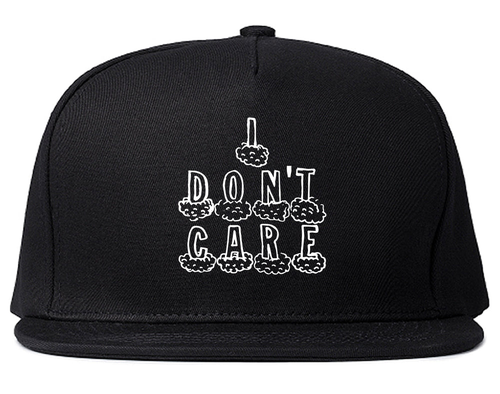 I Dont Care Funny Chest Black Snapback Hat
