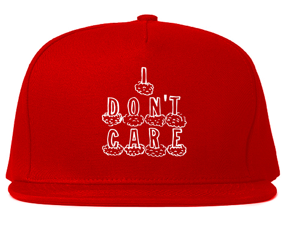 I Dont Care Funny Chest Red Snapback Hat