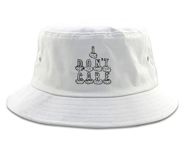 I Dont Care Funny Chest white Bucket Hat