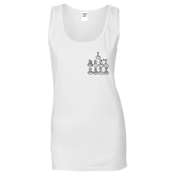 I Dont Care Funny Chest White Womens Tank Top