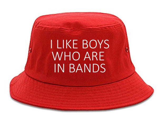 I Like Boys Who Are In Bands Fangirl Concert Bucket Hat Red