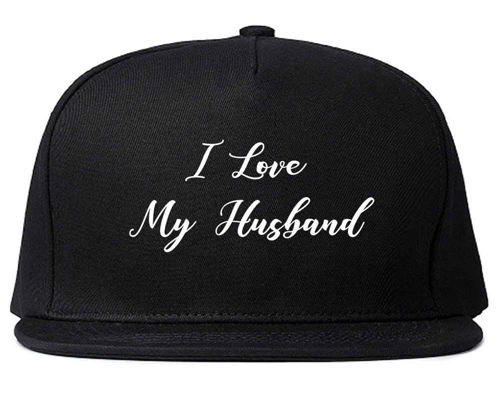 I Love My Husband Mom Gift Black Snapback Hat