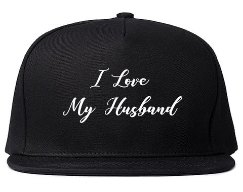 I Love My Husband Mom Gift Black Snapback Hat