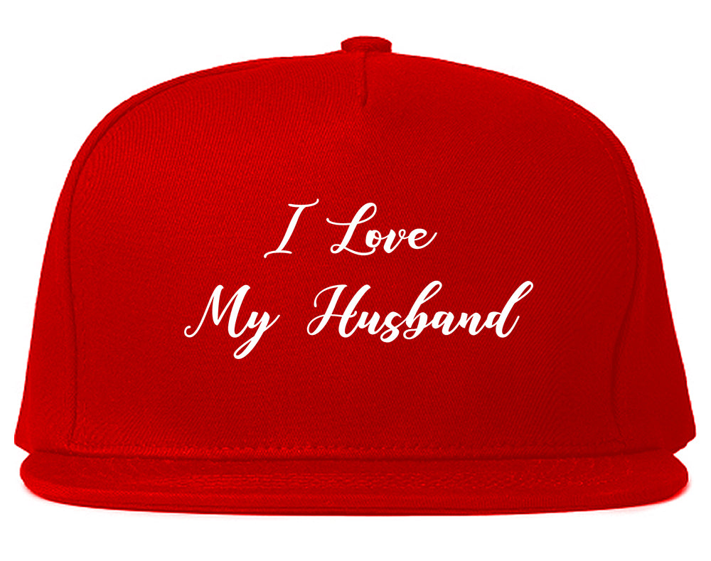 I Love My Husband Mom Gift Red Snapback Hat