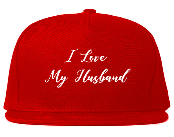 I Love My Husband Mom Gift Red Snapback Hat