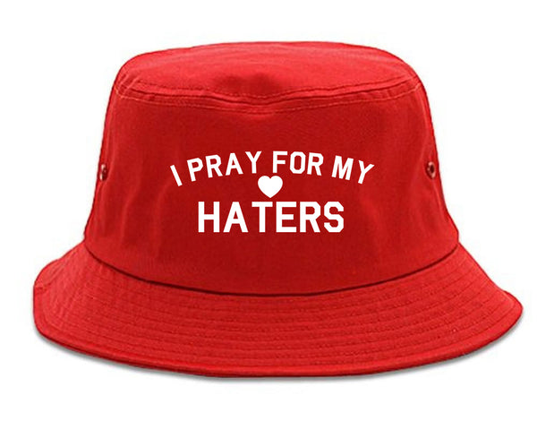 I Pray For My Haters Heart Bucket Hat Red