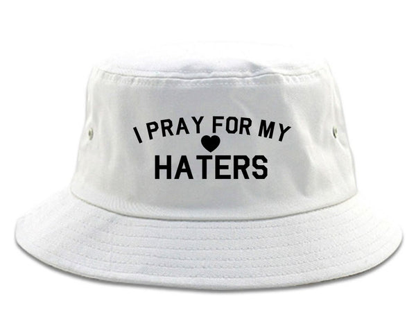 I Pray For My Haters Heart Bucket Hat White