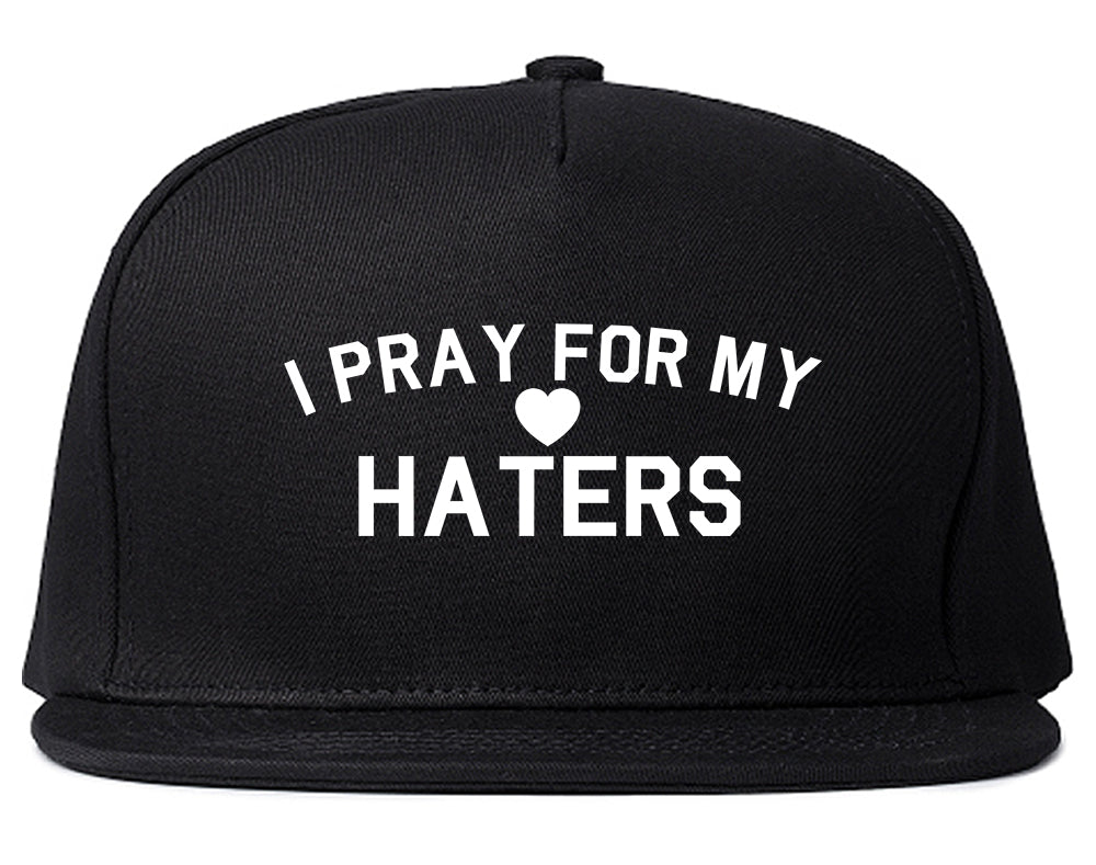 I Pray For My Haters Heart Snapback Hat Black
