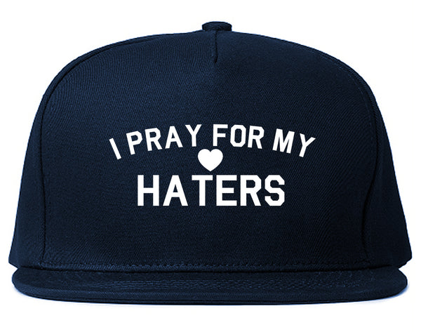 I Pray For My Haters Heart Snapback Hat Blue