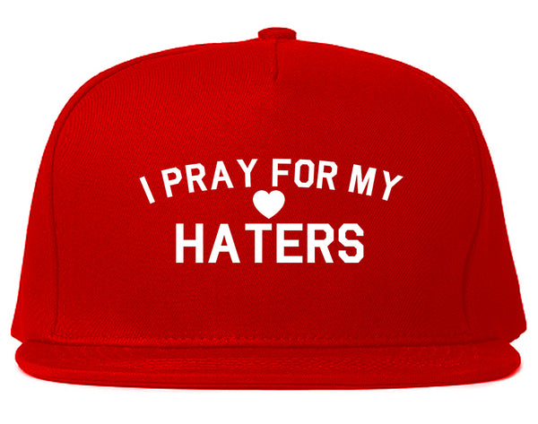 I Pray For My Haters Heart Snapback Hat Red