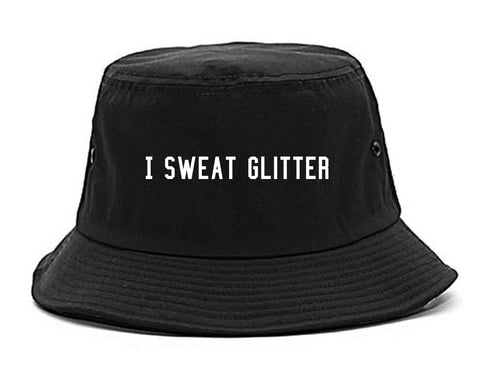 I Sweat Glitter Black Bucket Hat