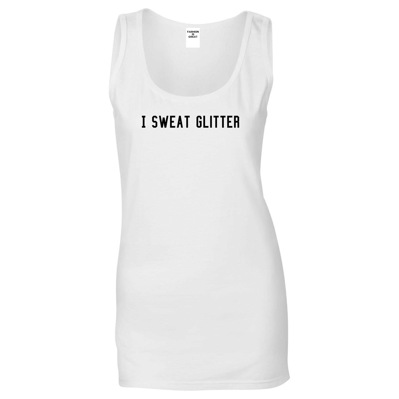 I Sweat Glitter White Tank Top