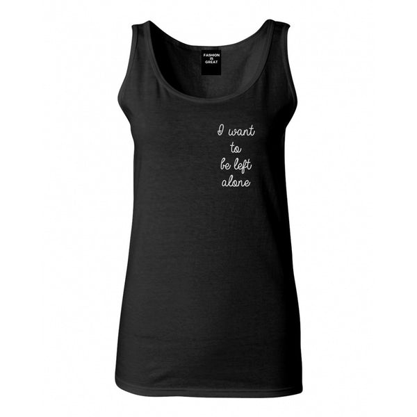 I Want To Be Alone Chest Black Womens Tank Top