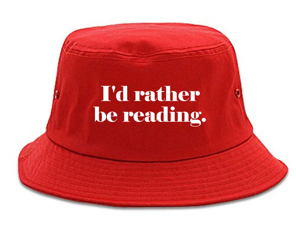 Id Rather Be Reading Book Lover red Bucket Hat