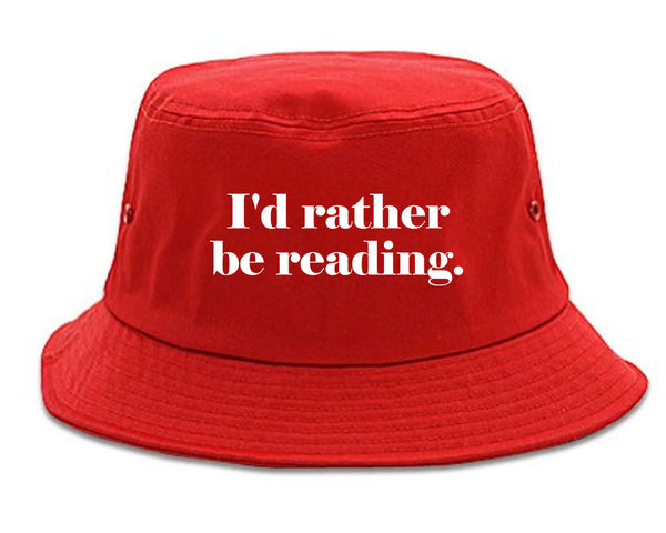 Id Rather Be Reading Book Lover red Bucket Hat