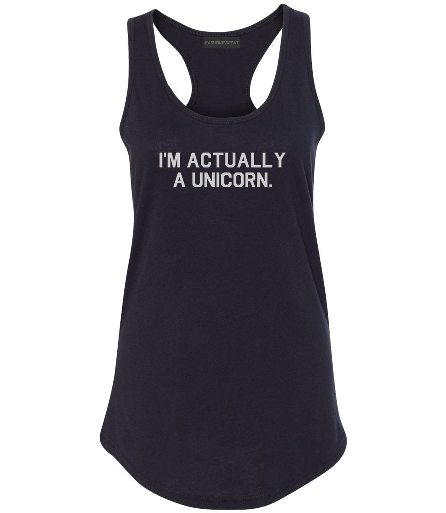 Im Actually A Unicorn Black Racerback Tank Top